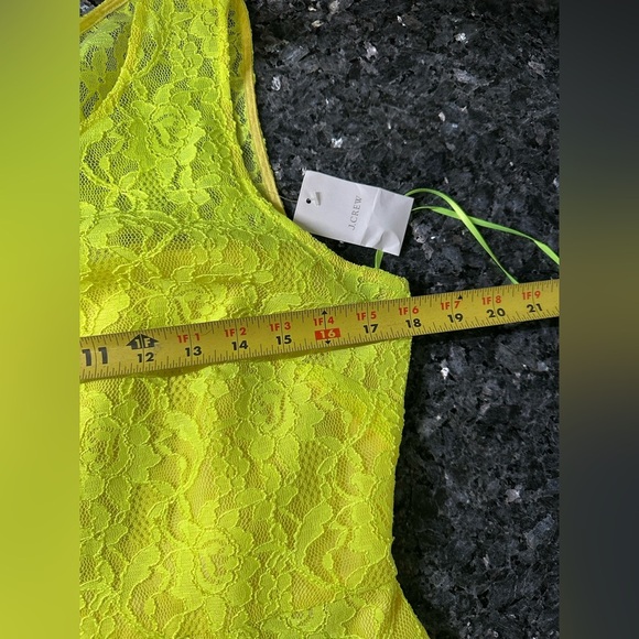 J. Crew Sleeveless Neon Chartreuse Lace Overlay Back Zip Dress Size 8 Medium NWT - Picture 14 of 16